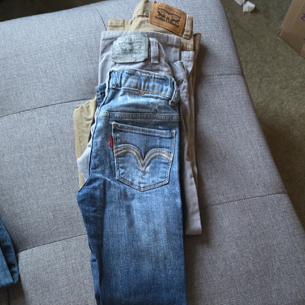 Levi's Classic Blue and Tan Straight Jeans